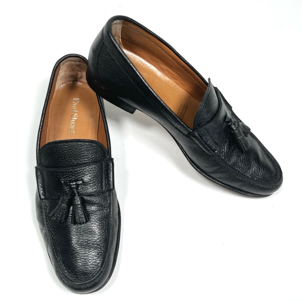 Paul Stuart Mens Loafers Leather Size 10.5 Black Handmade Italy